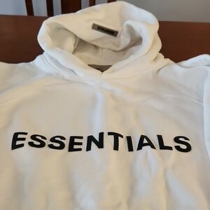 Fear of God Essentials Kareem White With Black Lettering pullover hoodie Size XL